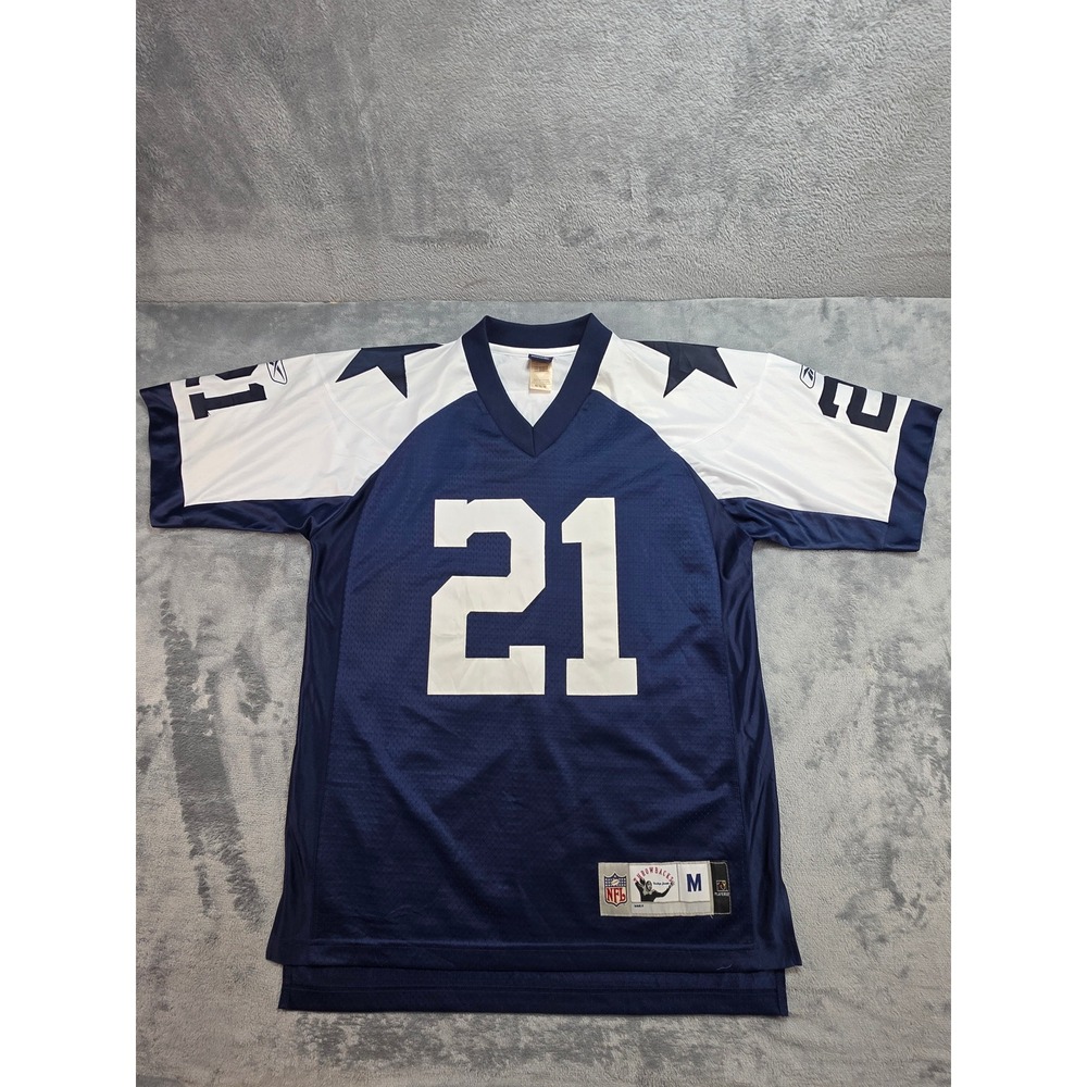 Reebok Dallas Cowboys Julius Jones 21 NFL Throwbacks Jersey Navy White Mens M